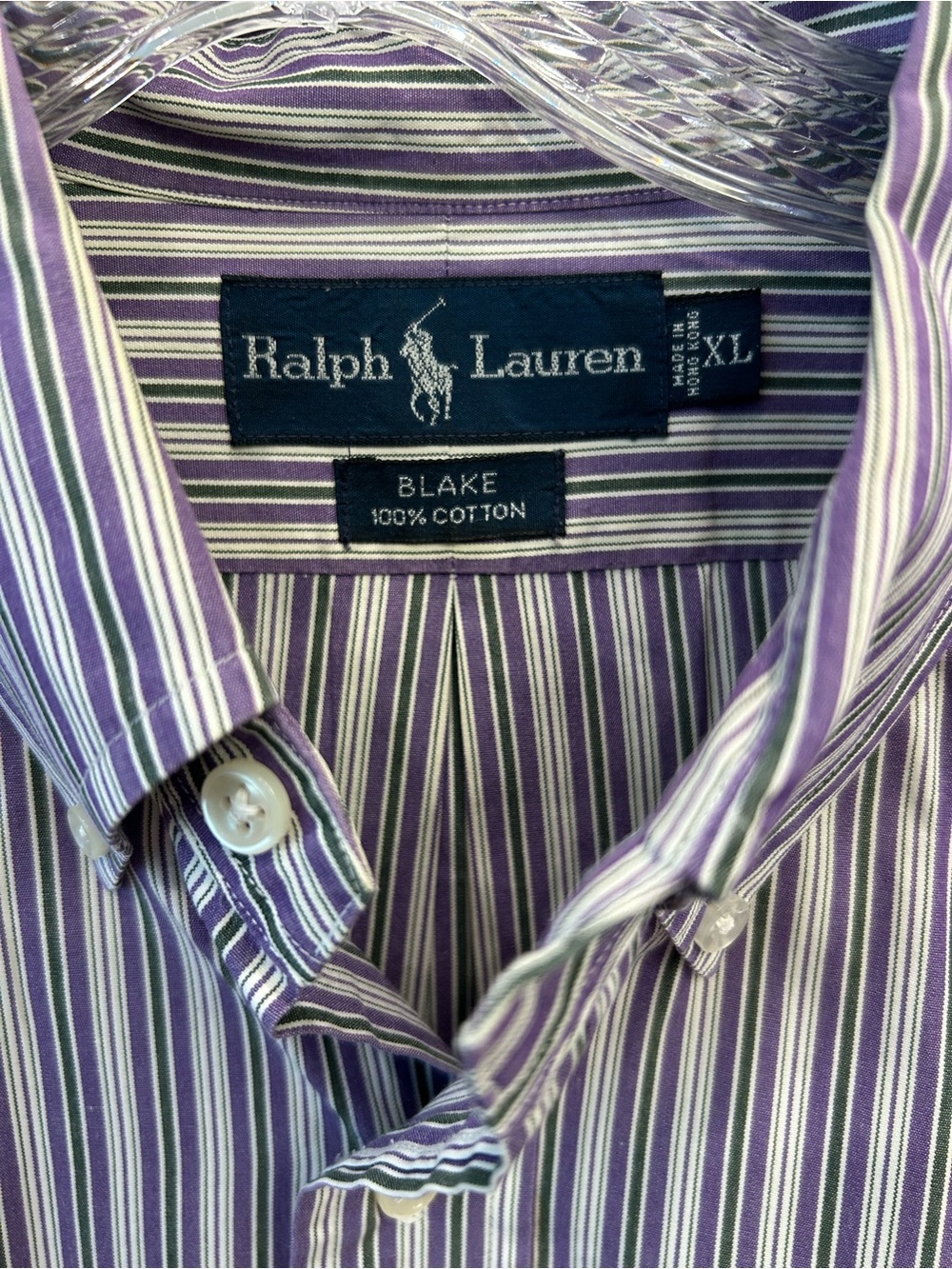 Vintage Ralph Lauren Blake Button Down Shirt XL StripeD 100% Cotton Classic Fit - Picture 3 of 10